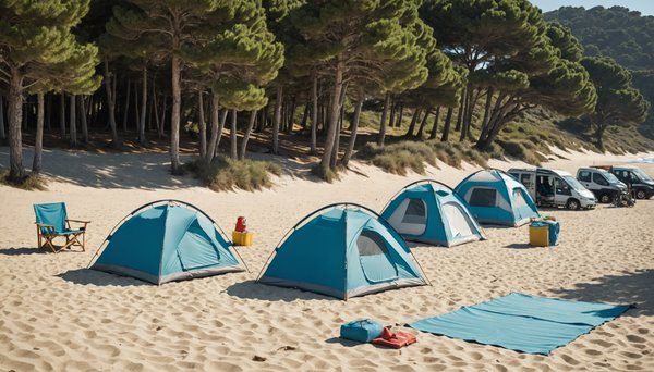 Camping au bord de la mer dans les pyrénées-orientales : sable et soleil